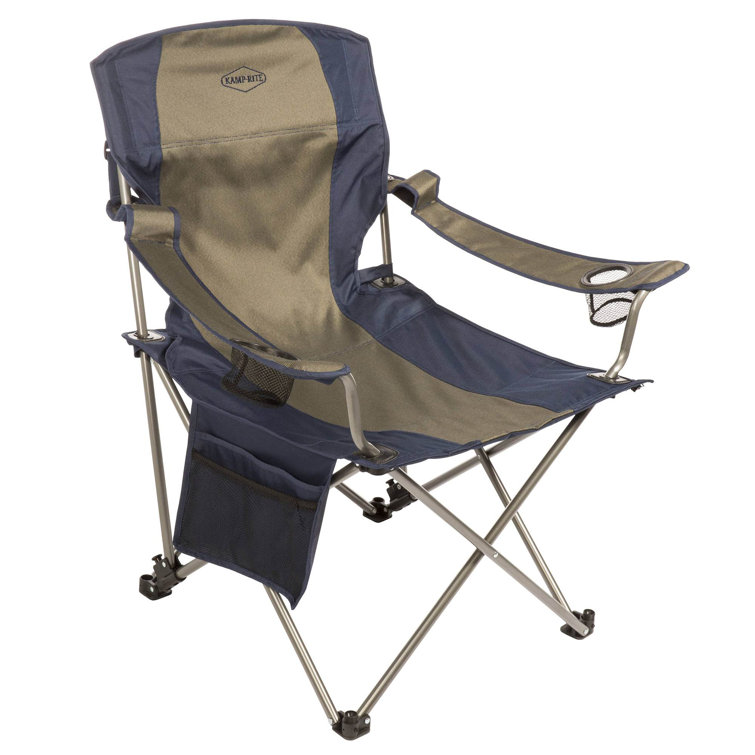 Kamp Rite Folding Camp Chair w 2 Cupholders Detachable Footrest